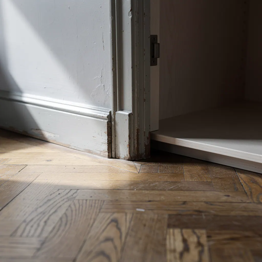 Sekelskifteslägenhet på Södermalm med parkettgolv och stuckatur, där röklukt efter tidigare boende ofta sitter kvar i material och garderober.